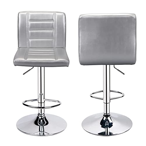 Leopard Bar Stools Set Of 2, Modern Adjustable Bar Stool With Back, Straight Line Swivel Barstool - Silver #TOP2