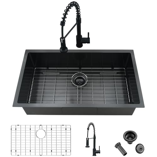 iAnomla Black Kitchen Sink and Faucet Combo