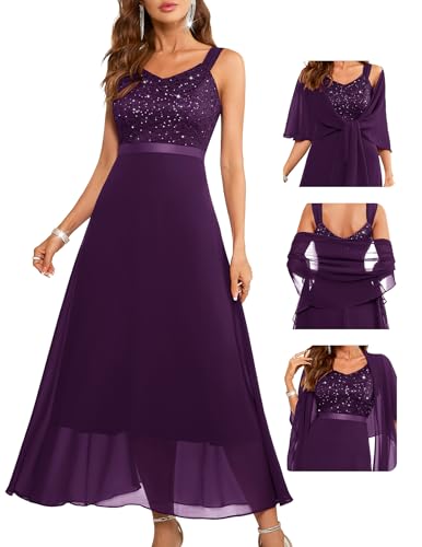 Image of BeryLove Summer Formal Wedding Guest Prom Dresses Sequin Cocktail Evening Lace Elegant Mother of The Bride Dress