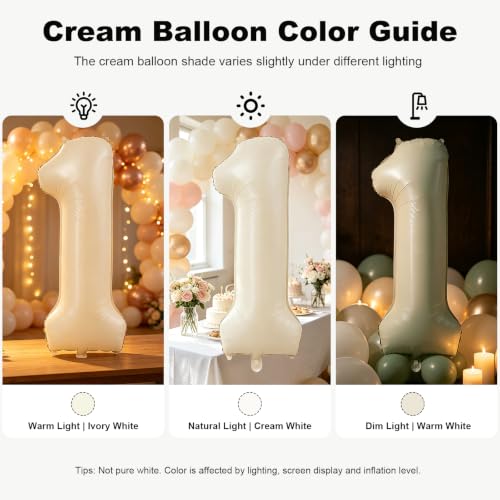 Image of 40 Inch Cream Number 2 Balloon Beige Boho Neutral Party Decoration