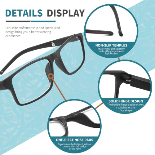 Image of 1.25 Professional Reading Glasses for Men for All Day - Computer Readers with Blue Light Protection -Spring Hinge- Value Pack