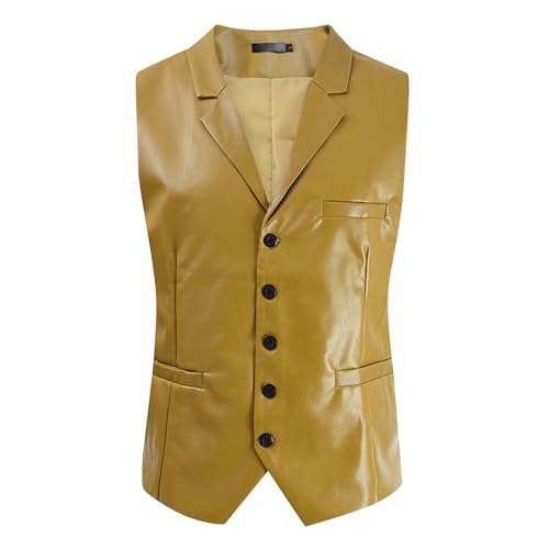 Generisch Chaleco de piel para hombre, chaleco de piel para motorista, rockero, moto, club, vintage, chaleco de motociclista, chaleco de piel, color negro, chaleco de cuero, chaleco de motorista
