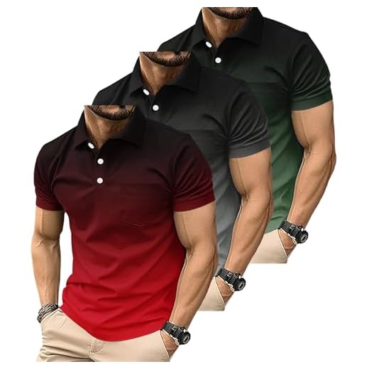 3 Pack Men's Polo Shirts Short Sleeve Casual Polo T Shirt Color Block Slim Fit Golf Shirts with Pocket (UK, Alpha, L, Regular, Regular, #2)