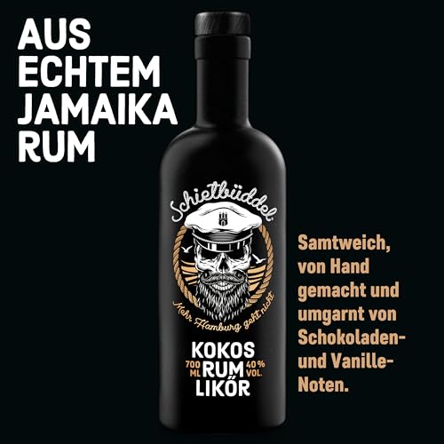 Schietbüddel Rum | Kokos Likör 40% Vol. | Rum mit Kokosgeschmack und feinen Schokoladenaroma und Vanilleextrakt (0.7 l)