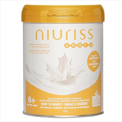 Niuriss Smart Follow-up Formula (6+ months) – Support healthy development with 2’-FL (HMO), OPO lipids and GOS fiber, enriched Calcium, Phosphorus and DHA – Made in Canada from Canadian milk, 700g