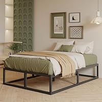 EMODA Super King Bed Frame 36cm High with Steel Slats Support, 180 x 200cm Heavy Duty Metal Super King Size Bed Frame Solid Platform, Noise Free, Easy Assembly, Black