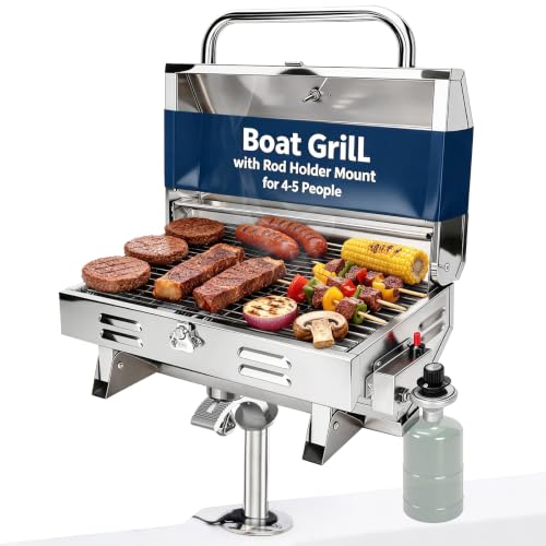 ONDAQUA Boat Grill with Rod Holder Mount