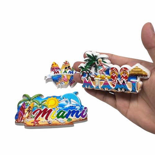 3 imanes decorativos de resina Miami en pack de 3 miniatura 4