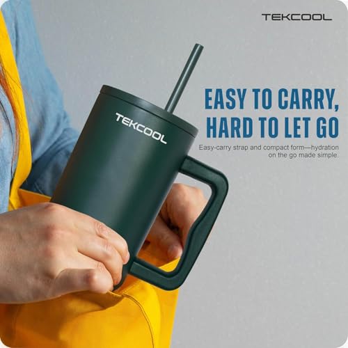 Image of Tumbler with lid and Straw 1200ML Cup Stainless Steel Hot and Cold with Handle and Lid 2 Straw Vacuum Insulated Tumbler for Water, Iced Tea or Coffee Office Gym Travelling