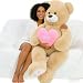 MorisMos Giant Teddy Bear Stuffed Animal with Love Heart 4ft,51" Large Valentine's Day Teddy Bear Plush Gift for Girlfriend Wife Kid, Big Stuffed Animal for Valentine's Day Birthday Baby Shower Decor