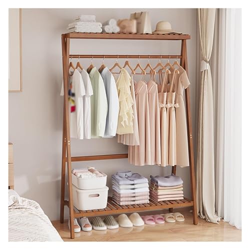 Porte-manteaux sur pied en bois avec tringles verticales marron