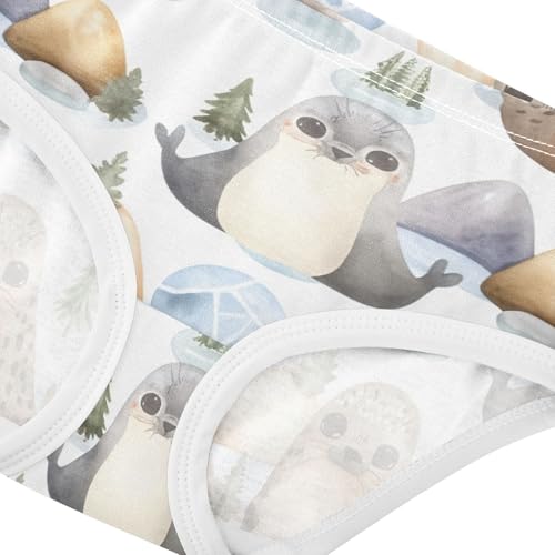 Cute Cartoon Seals Beige Girl Panties Cute Toddler Underwear Floral Cotton Artistic Kids Undies Briefs 2t4