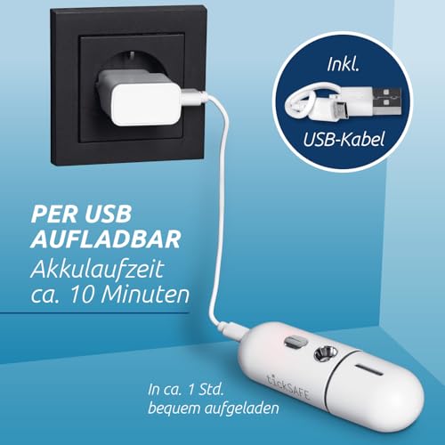 tickSAFE Wespenabwehr-Sprüher | Schnell, effektiv und schonend Wespen, Bienen und Hummeln mit Wasserdampf vertreiben | 10 min. Akkubetrieb, 1 h USB Aufladung | Easy durch den Sommer