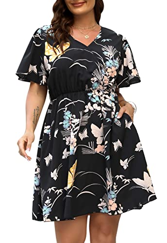 Image of Nemidor Women Plus Size Summer Dress Casual Boho Swing Pocket