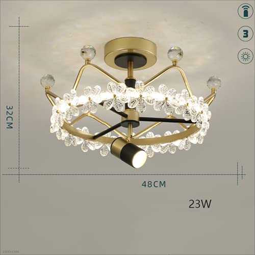 Żyrandol Tricolor Ściemnianie Lampa Sufitowa Salon Kryształowy Żyrandol Lampa Sufitowa Restauracja Sypialnia Oświetlenie Żyrandol 23 W Kutego Żelaza Żyrandol, Wystrój Wiszące lampy