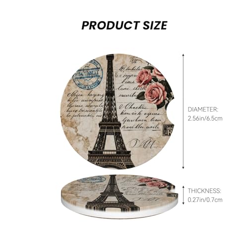 Portavasos de cerámica para auto con diseño Torre Eiffel 2 unidades miniatura 5