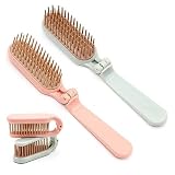 2Pcs Folding Hair Brush Hair Comb Portable Mini Massage Hair Brush Anti-Static Anti-knot for Women & Girls Size for Handbag (dark)