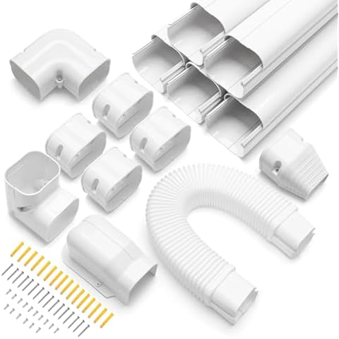 Windspeed Mini Split Line Set Cover 3" 10Ft AC Line Pipe Duct Cover for Outside Units Mini Split Wall , Air Central Conditioner, HAVC and Heat Pumps Cover