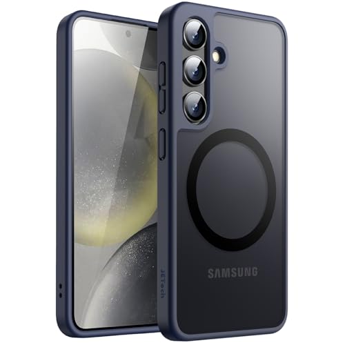 Image of JETech Magnetic Cover Case for Samsung Galaxy S24 5G, Compatible with MagSafe, Translucent Matte Back Shockproof Phone Cover (Deep Blue)