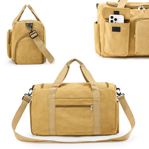 Image of Small Gym Bag for Women, Travel Duffle Bag Carry On Weekender Bag with Shoe Compartment