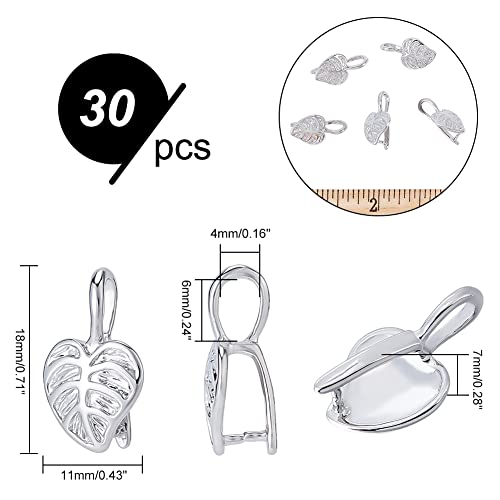 Hobbiesay 30Pcs Brass Ice Pick Pinch Bail Clasps 18X11Mm Leaf Ice Pick Pinch Bails Platinum Plated Bail Clasp For Diy Jewelry Dangle Beads Charms Making #TOP1