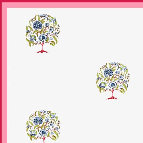Image of BLOCKS OF INDIA Hand Block Printed Cotton Single Size Reversible Malmal Dohar for Summer (Pink Tree of Life)