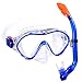 KUYOU Snorkel Set for Kids,Dry Top Snorkel Mask - Anti-Fog and Anti-Leak Easy Adjustable Snorkeling Gear for Children, Boys & Girls,Juniors Freediving Gear Set Age 5. (Blue)
