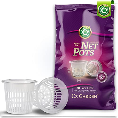 5 Inch Clear Orchid Net Pots Heavy Duty Round Cups Wide Rim Design • Aquaponics • Aquaculture • Hydroponics Slotted Mesh (Cz All Star 10 Clear Pots) #TOP27