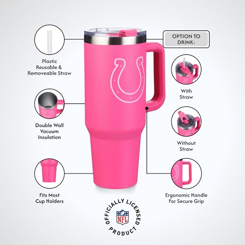 Image of The Memory Company Officially Licensed NFL - Indianapolis Colts 40oz Pink Game Day Tumbler with Team Logo
