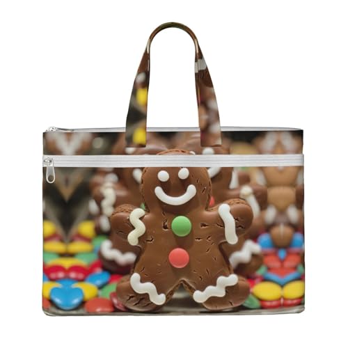 Gingerbread Man Candy Canvas Document Bag Briefcase For Professionals And Executives