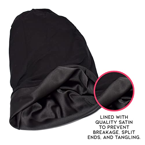 ADAMA Satin Lined Jersey Beanie Extra Long for Extra Voluminous