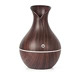 Portable Small Humidifier Cool Mist Air Plant Petal Humidifiers Personal Desktop USB with essential oil diffuser Ultra-Quiet Humidifier for Bedroom Home Baby Office Travel Car(130ML ,Dark Wood Grain)