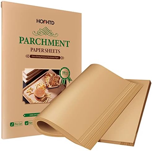 200 Pcs Parchment Paper Sheets 9 x 13 Inches, Precut Parchment Paper for Baking, Air Fryer Disposable Paper Liner, HOFHTD Non-Stick Cooking Papers for Grilling, Frying, Steaming
