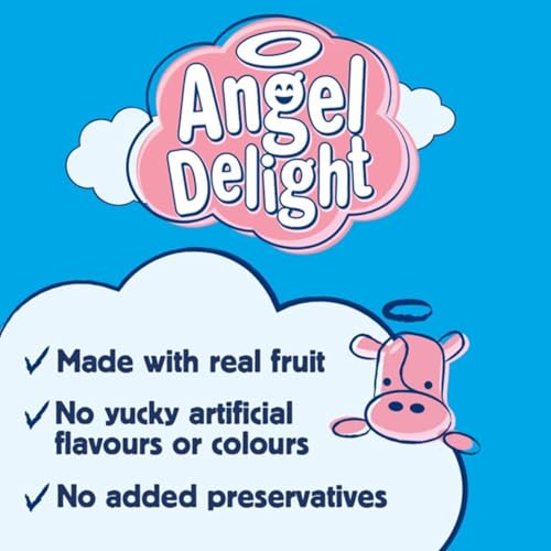 Angel Delight Strawberry Flavour Instant Dessert Mix, 59 g Sachet (Pack of 1), White