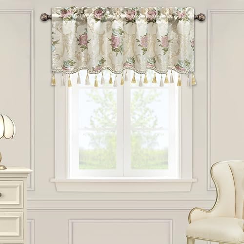 Loom and Mill European Style Valances for Windows, Pearly Beige, 54"x18"