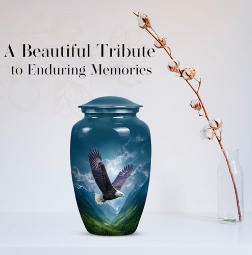 Image of Eagle Urns for Human Ashes Adult Male, Blue Cremation Urns for Human Ashes Adult Man, Burial Urn for Women & Men, Large Urn for Ash Female (10 Inch, 200 Cubic Inches)