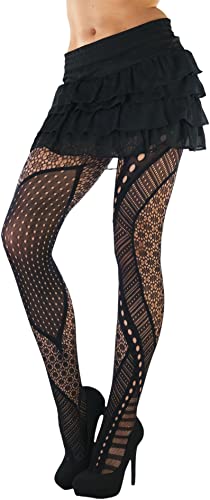 Image of ToBeInStyle Women's Vintage Art Deco Chevron Ornate Design Tights Pantyhose
