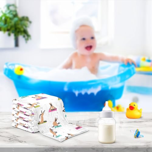 Image of vvfelixl Baby Cotton Washcloths Belgian Malinois Yoga Infants Bath Towel for Unisex Face Towels for Newborn, Natural Baby Wipes Delicate Skin, 11.8 X 11.8 inch, one sizex3