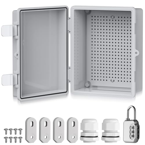 EYPINS Boîte de distribution étanche IP67 - Boîtier en plastique ABS étanche - Boîtier extérieur - Boîte électrique avec accessoires de montage - 22 x...