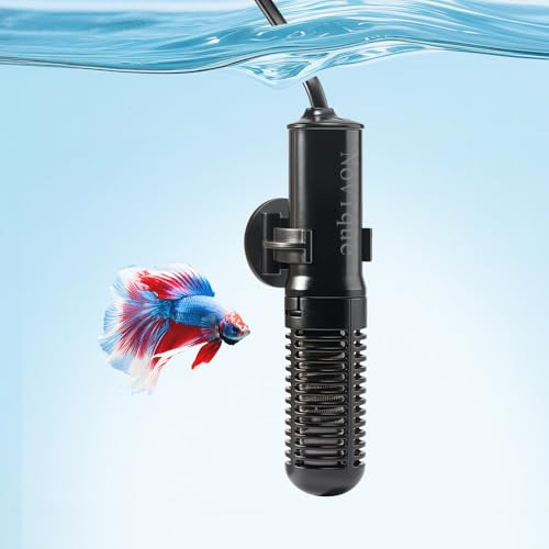 Novique 25W Mini Aquarium Heater Submersible Constant Temperature Fish Tank Betta Heater Free Thermometer Sticker Suitable for 1-6 Gallons Saltwater and Freshwater Tanks