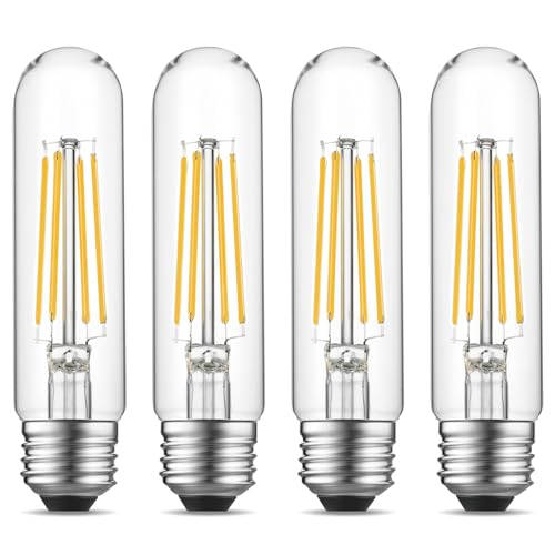 Gozelux Tubular Light Bulb 6W Equal E26 LED Bulb 60 Watt Dimmable Cool White 4000K E26 Edison Bulb AC120V 750LM T9 T10 LED Bulb for Rustic Pendant, Island,Chandeliers, Wall Sconces, Pack of 4