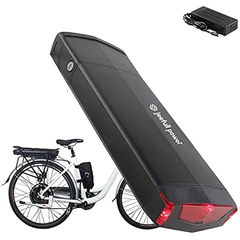 (1-5 Days Delivery)36V Electric Bicycle Rear Rack Battery for E-bike Li-on Batteries Pack 12.5Ah with Taillight,Charger,Power Level Indicator,Safety Lock for Bafang BBS02 BBSHD Motor Cover