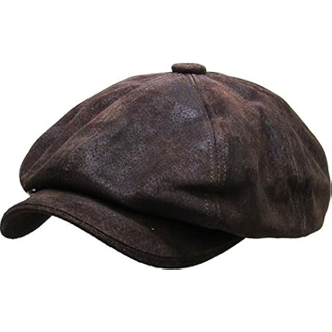 KBETHOS KBL-108 DBR L/XL Genuine Leather Ascot Ivy Newsboy Hat Cover