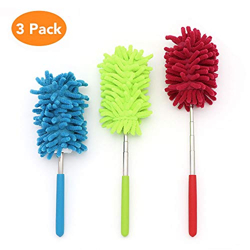 3 Pack Microfiber Duster, MCOMCE Microfiber Hand Duster Washable Microfibre Cleaning Tool Extendable