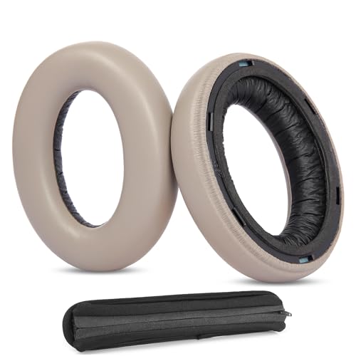 HTINDUSTRY Earpads/Headband Cushion Replacement Compatible with Sennheiser Momentum 4 Wireless Headphone Premium Earpads with Softer Protein Leather/Memory Foam(Brown)