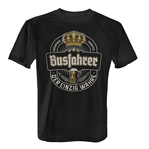 Fashionalarm Herren T-Shirt - Der einzig wahre Busfahrer | Fun Shirt Bier Etikett | Lustige Geschenk Idee Berufskraftfahrer Bus Beruf Job Arbeit, Farbe:schwarz;Größe:XXL