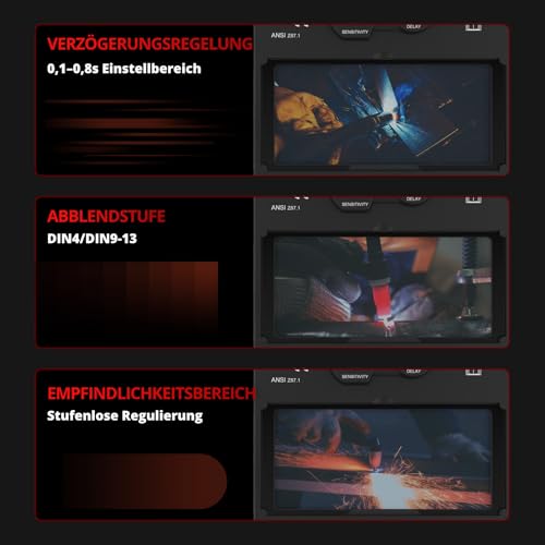 Harukiku Automatik-Schweißhelm | Schweißmaske True-Color DIN4-9/13, Optik 1/1/1/1 & Auto-Dimming Technologie | Schweisshelme Pro mit Solar+Batterie Dualsystem