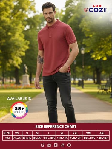 Image of Lux Cozi Men's Cotton Solid Polo Tshirt | Collar Tshirts | Half Sleeves | Stylish & Premium All Day Wear | Pack of 1