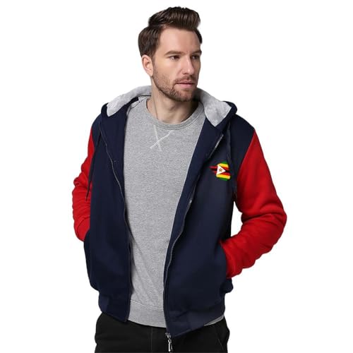 Sudadera con capucha para hombre con diseño de mapa de la bandera de Zimbabue, con bolsillo y cremallera, chaqueta cálida de forro polar para invierno, sudadera casual, Redstyle, S
