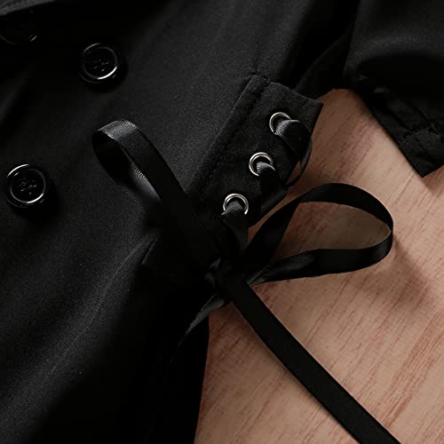 Kid Girl Dress Coats Short Sleeve Lapel Ribbon Bandage Waist Double-breasted Jacket Blazer Clothes4